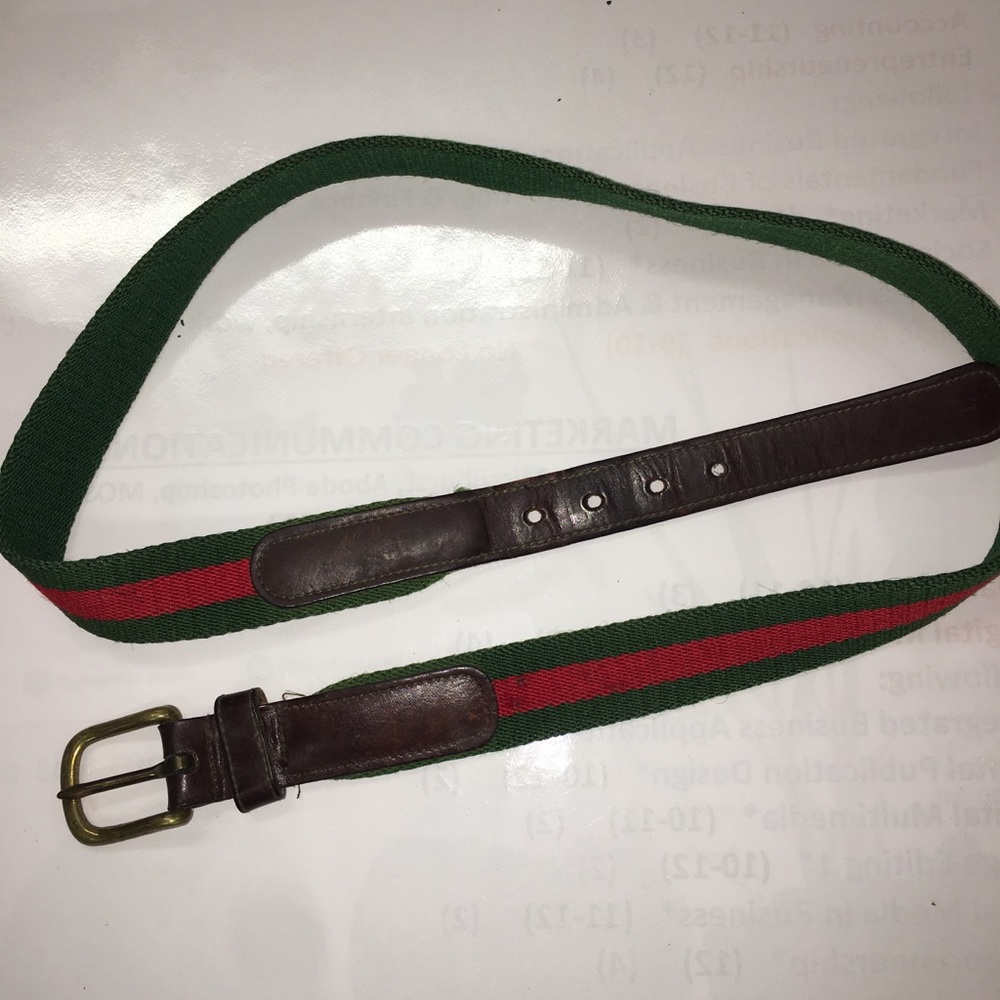 Vtg Coach red green wool belt